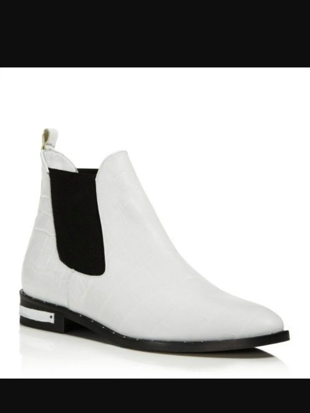 Freda Salvador White Croc Embossed Chelsea Boots